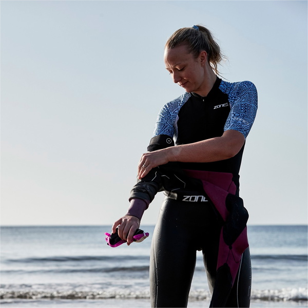 2024 Zone3 Womens Aspire Back Zip Swim  Wetsuit WS22WASP101 - Black / Purple